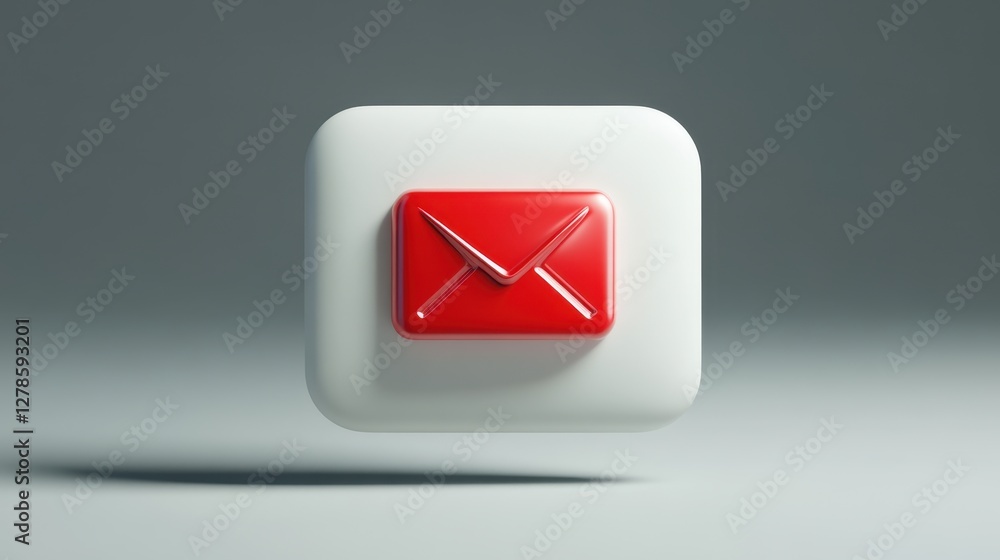 Modern Mail Icon Displayed on Plain White Background with Shadow Modern Mail Icon Displayed on Plain White Background with Shadow