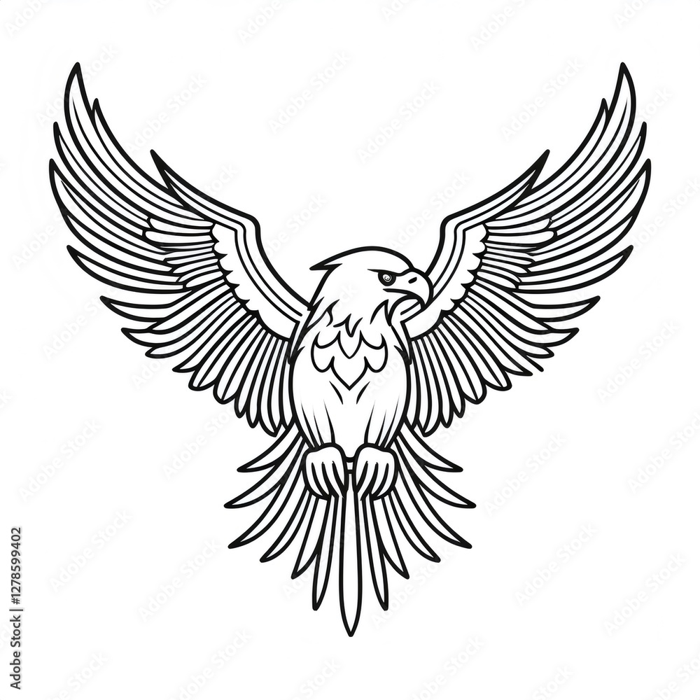 Obraz premium Powerful eagle spreading expansive wings, symbolizing majestic freedom and untamed wilderness