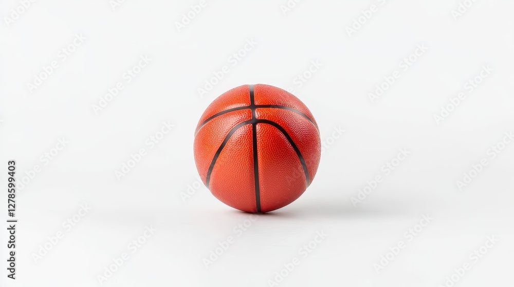 Fototapeta premium Bright Orange Basketball Featuring Visible Seams Isolated on White Background with Creative Lighting Effects