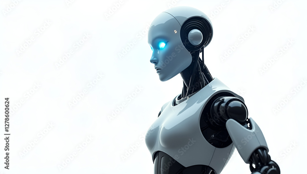 Futuristic Humanoid Robot with Glowing Eyes – AI-Powered Android Concept in High Resolution. Futuristic Humanoid Robot with Glowing Eyes – AI-Powered Android Concept in High Resolution.