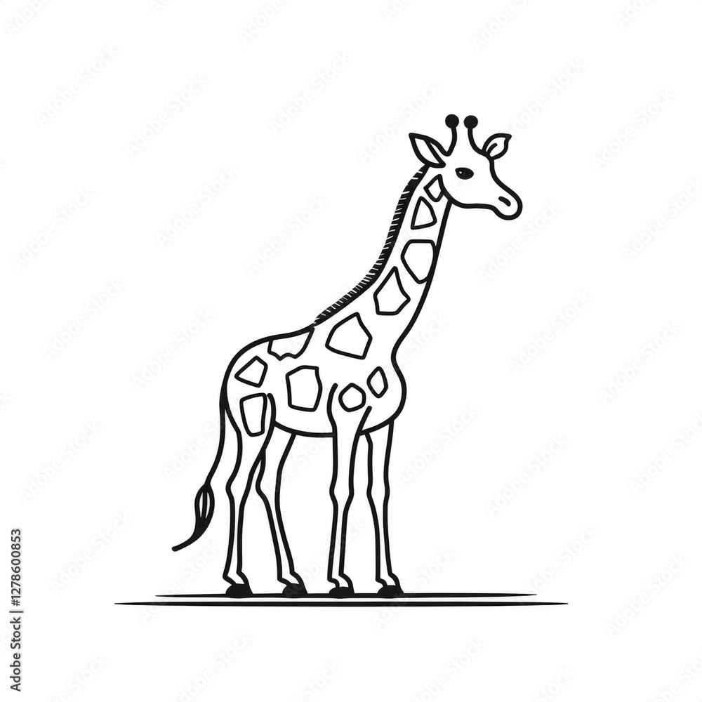 Minimalist vector graphic of a giraffe, ideal for children's books, educational materials, or decorative projects Minimalist vector graphic of a giraffe, ideal for children's books, educational materials, or decorative projects