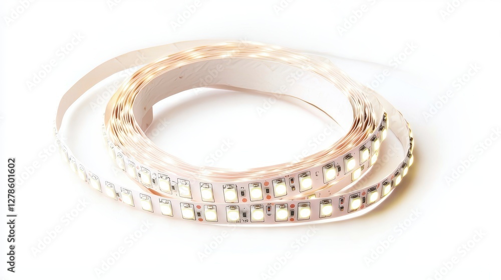 Modern Circular Coiled LED Light Strip Isolated on White Background for Decorative and Functional Lighting Solutions Modern Circular Coiled LED Light Strip Isolated on White Background for Decorative and Functional Lighting Solutions