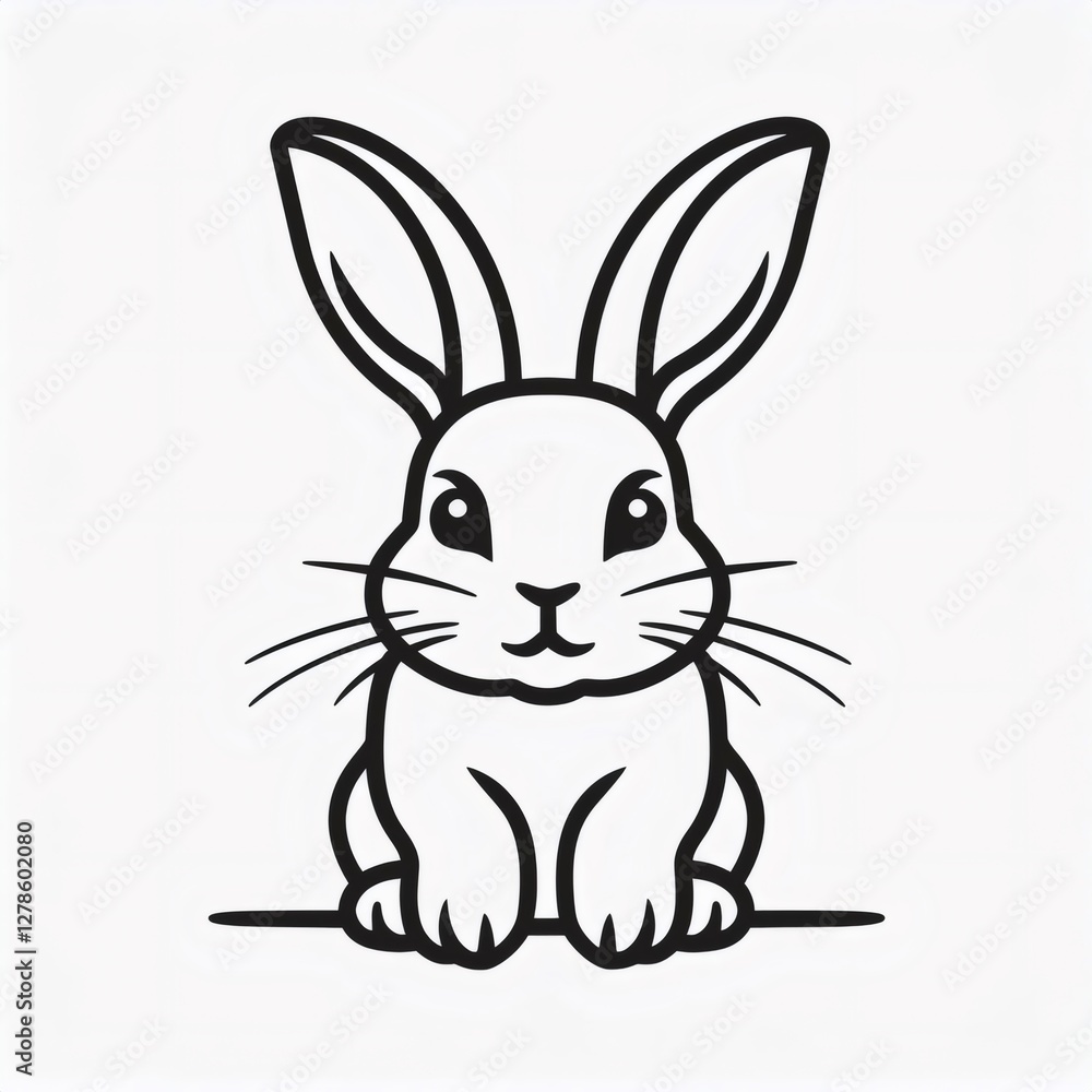 Fototapeta premium Simple black and white rabbit line art design