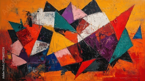 Vibrant Abstract Art Composition with Colorful Geometric Shapes on Bold Background
