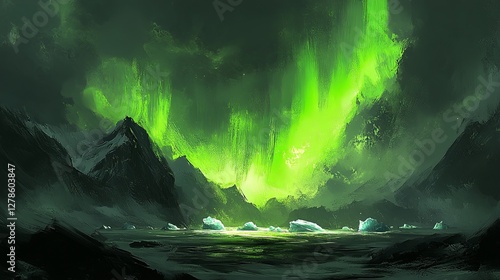 Wallpaper Mural Majestic northern lights illuminate icy mountains and tranquil waters at night in a stunning natural display Torontodigital.ca