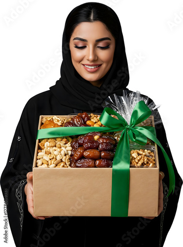 Hijab woman with Ramadan gift box