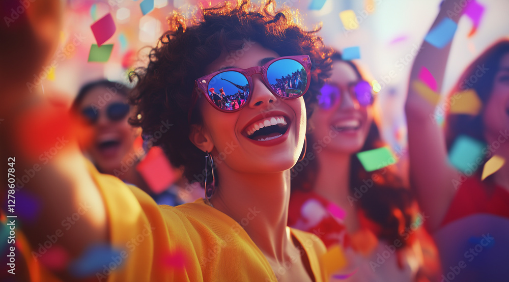 A beautiful photo of happy and smiling woman having fun at street carnival in Brazil, Salvador Bahia, Recife, Rio de Janeiro A beautiful photo of happy and smiling woman having fun at street carnival in Brazil, Salvador Bahia, Recife, Rio de Janeiro