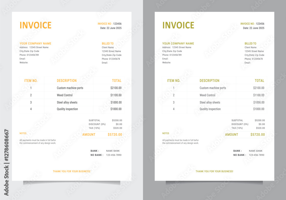 Modern Invoice Template for Small Businesses & Freelancers
Modern Invoice Template for Small Businesses & Freelancers