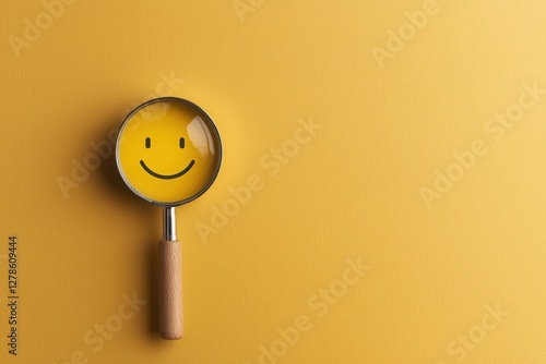 Customer review survey happy face on yellow surface feedback collection bright environment optimistic viewpoint
