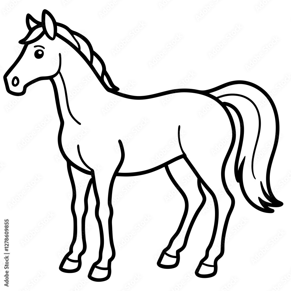 Elegant Horse Line Drawing Elegant Horse Line Drawing