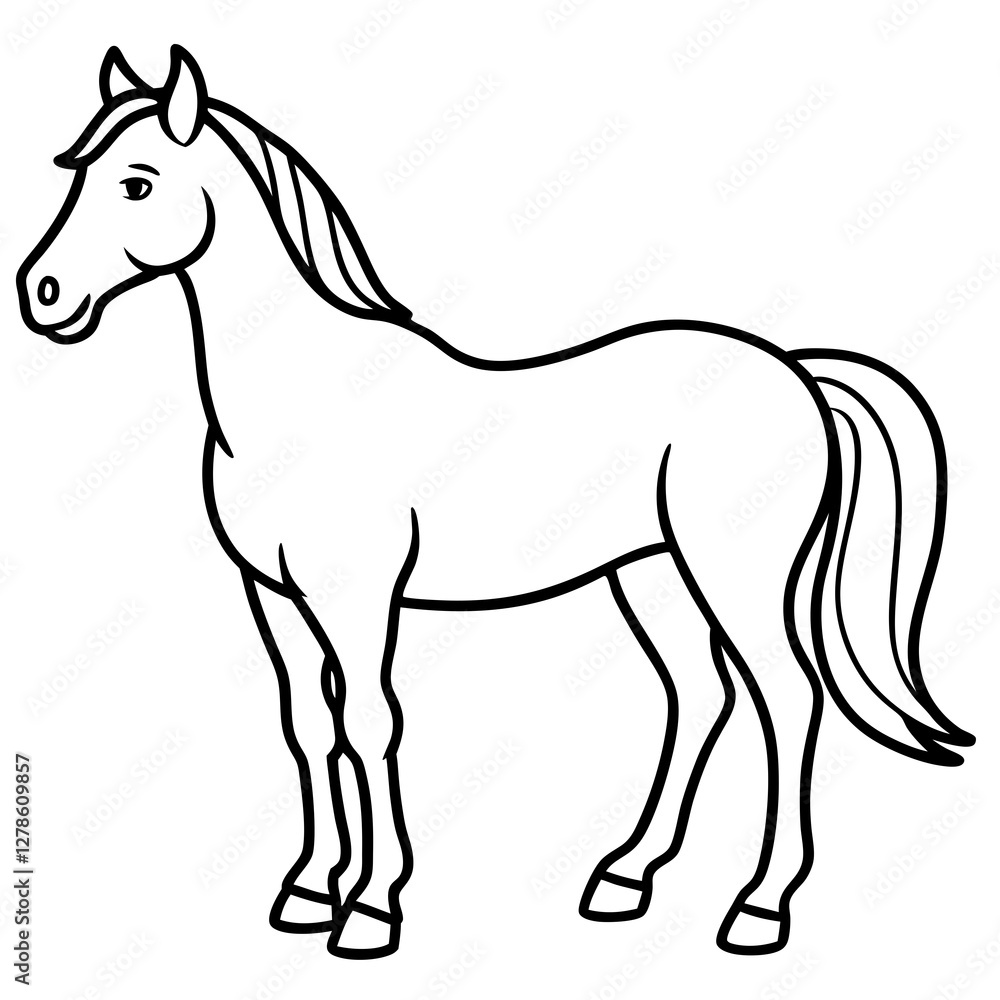 Elegant Horse Line Drawing Elegant Horse Line Drawing