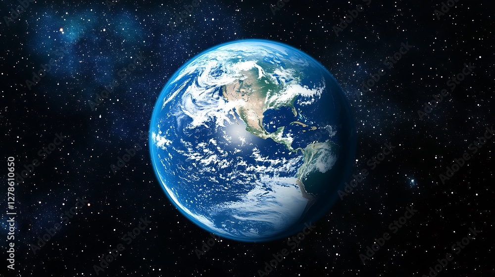 Obraz premium Earth, space, planet, clouds, stars, background, global, view, cosmos, education