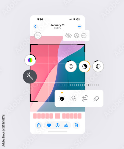 Editing an image on a phone. Eraser tool feature. Vector illustration