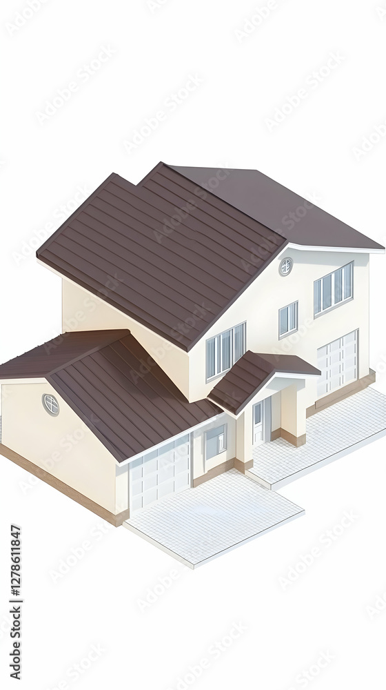 Modern House 3D Model Illustration Modern House 3D Model Illustration