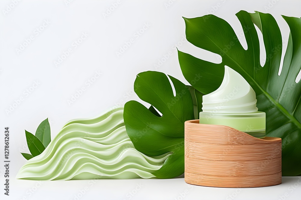 A refreshing facial gel infused with Tremella mushroom extract, featuring delicate hydro-gel textures forming elegant ripples, highlighting deep hydration and a soothing beauty concept.