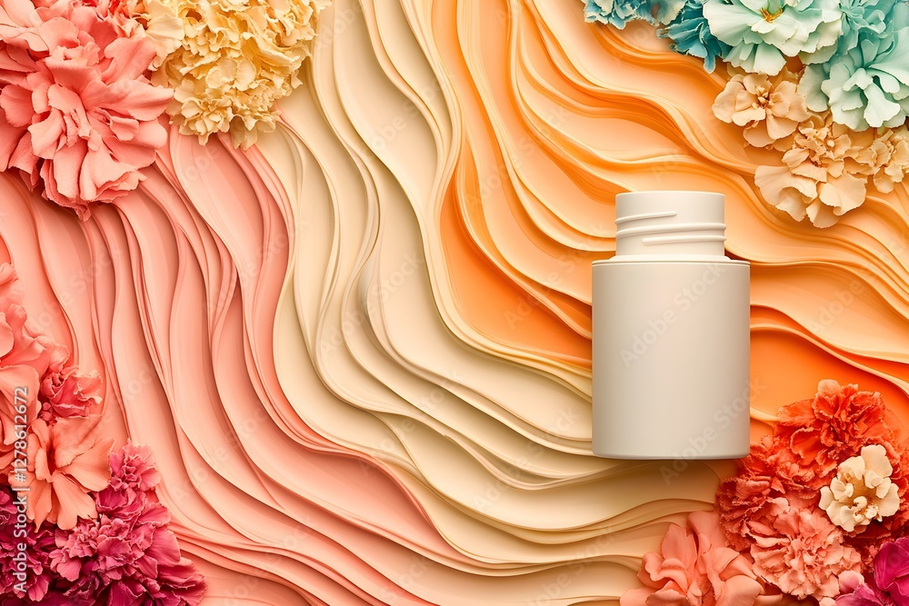 A refreshing facial gel infused with Tremella mushroom extract, featuring delicate hydro-gel textures forming elegant ripples, highlighting deep hydration and a soothing beauty concept.
