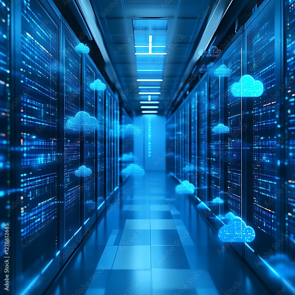 Cloud Computing Server Room Interior Cloud Computing Server Room Interior