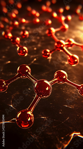 Red Molecular Structure 3D ...