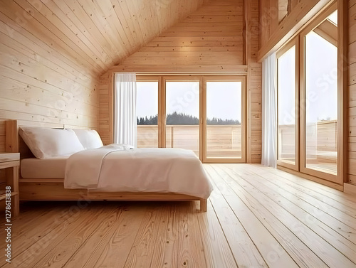 Wooden Bedroom Illustration...