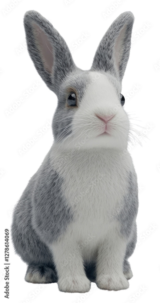 Fototapeta premium PNG Cute gray and white rabbit animal bunny cute.