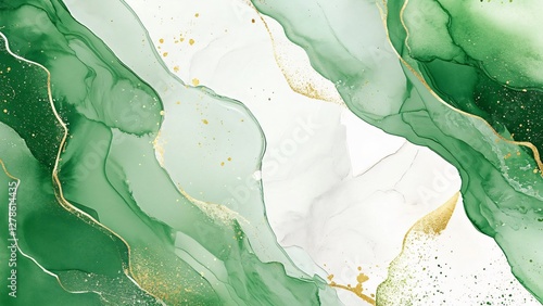 Green and Gold Abstract Art