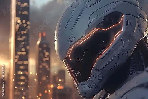 Futuristic Helmet 3D Illust...