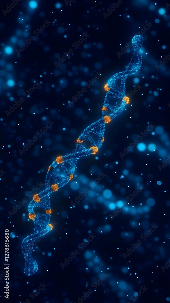 Glowing DNA Strand 3D Illustration Glowing DNA Strand 3D Illustration