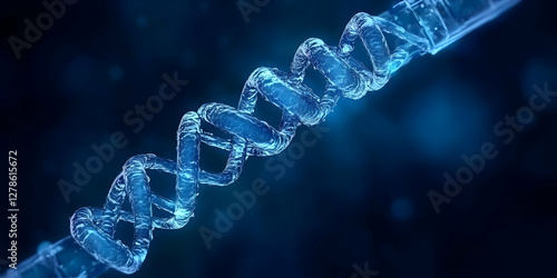 Glowing 3D DNA Strand Illus...