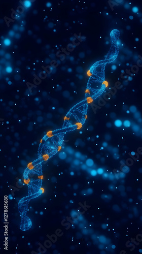 Glowing DNA Strand 3D Illus...