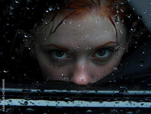 Rainy Day Girl Digital Illu...