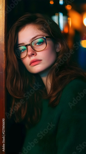 Girl in Glasses, Realistic ...