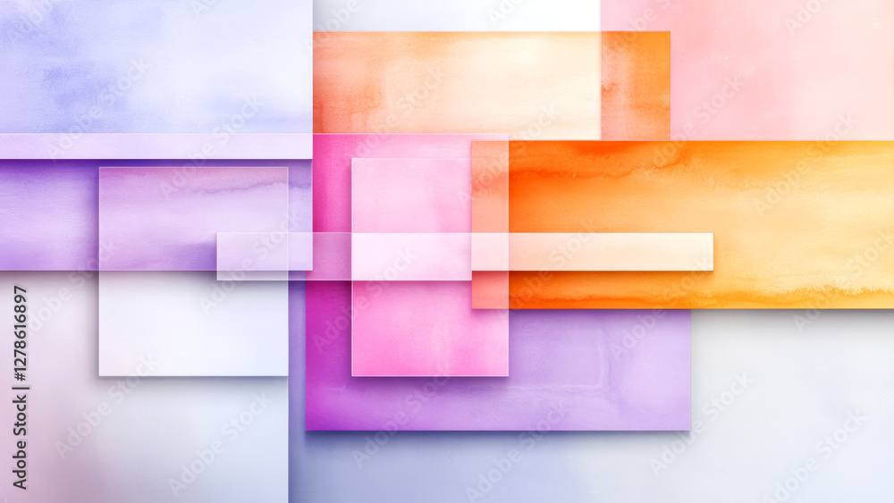Abstract geometric art with overlapping rectangles in soft pastel colors Abstract geometric art with overlapping rectangles in soft pastel colors