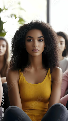 Woman with Curly Hair Portr...