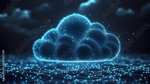 Cloud Data Storage Concept in Blue Tone