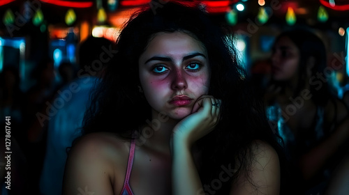 Moody Night Portrait Woman ...