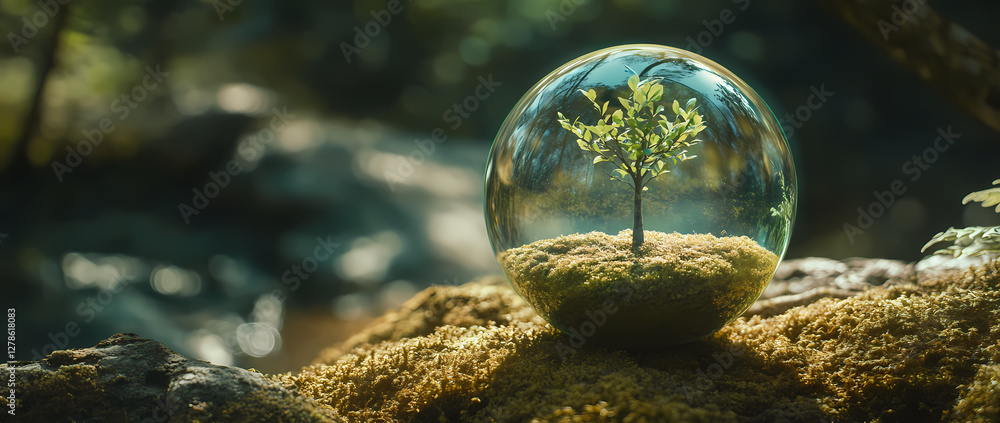 A Seed of Hope: A delicate tree sprouts from a miniature earth, encased in a transparent sphere, suggesting a metaphor for fragile growth and the interconnectedness of all things. A Seed of Hope: A delicate tree sprouts from a miniature earth, encased in a transparent sphere, suggesting a metaphor for fragile growth and the interconnectedness of all things.