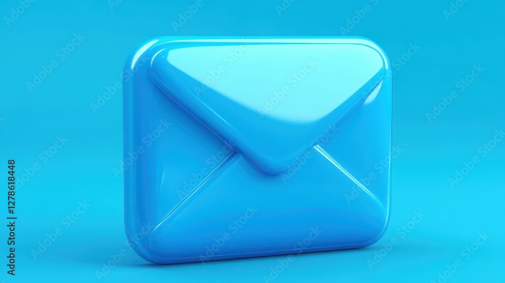Vibrant 3D Blue Mail Icon on Plain Background for Modern Designs Vibrant 3D Blue Mail Icon on Plain Background for Modern Designs