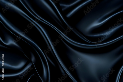 Dark Blue Silk Drape Abstra...
