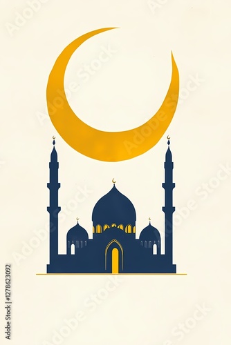 Islamic Crescent Moon and Mosque