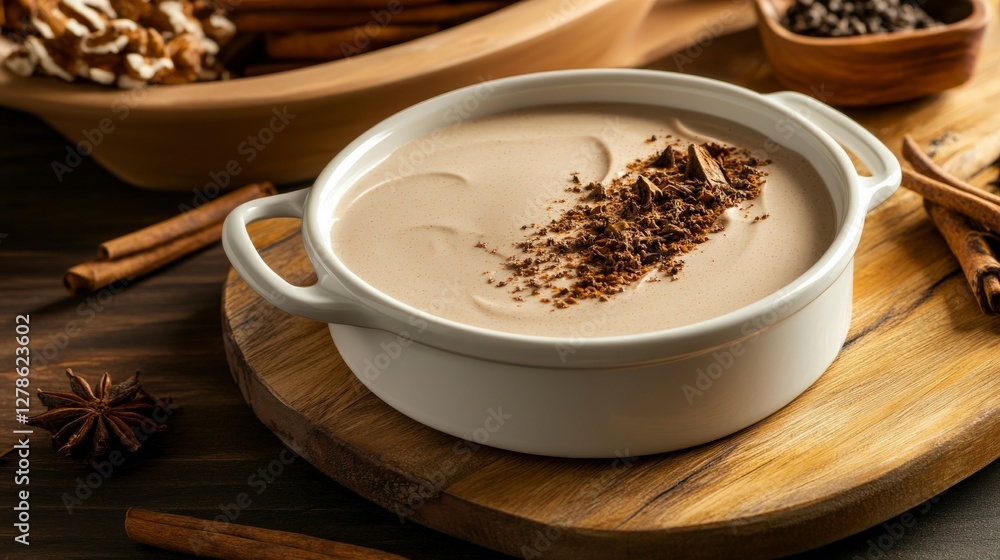 Aromatic Spiced Dessert in a Creamy Bowl Aromatic Spiced Dessert in a Creamy Bowl