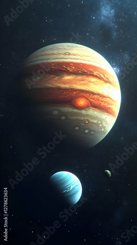 Cosmic Planets 3D Illustration
