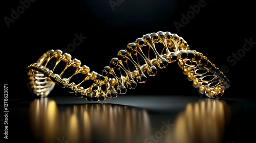 Golden DNA Helix 3D Illustr...
