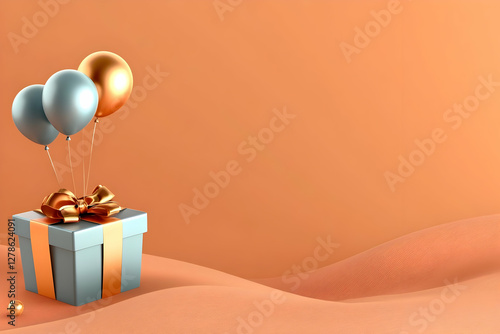 Gift Box Balloons 3D Render