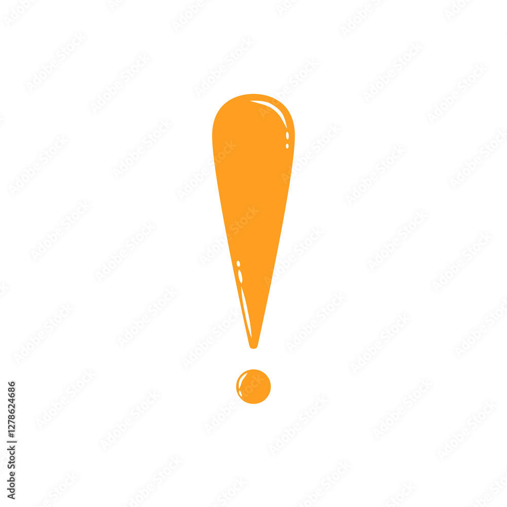 Doodle exclamation mark or sign icon that can be used for sticker, warning, book, mandala, scrapbook, icon, decorative, etc. with aesthetic colorful orange color Doodle exclamation mark or sign icon that can be used for sticker, warning, book, mandala, scrapbook, icon, decorative, etc. with aesthetic colorful orange color