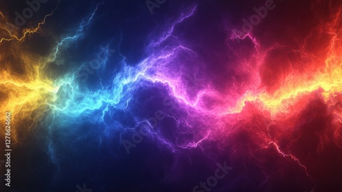 abstract background thunder storm with lighting, rainbow color, hight detail, high resolution