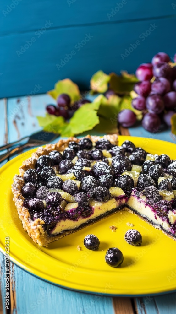 Grape Tart with Powdered Sugar: A Sweet Delight for the Senses Grape Tart with Powdered Sugar: A Sweet Delight for the Senses