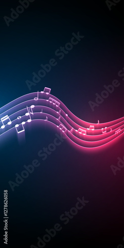 Music notes, song, melody or tune neon realistic vector icon for musical apps and websites background vector illustration
