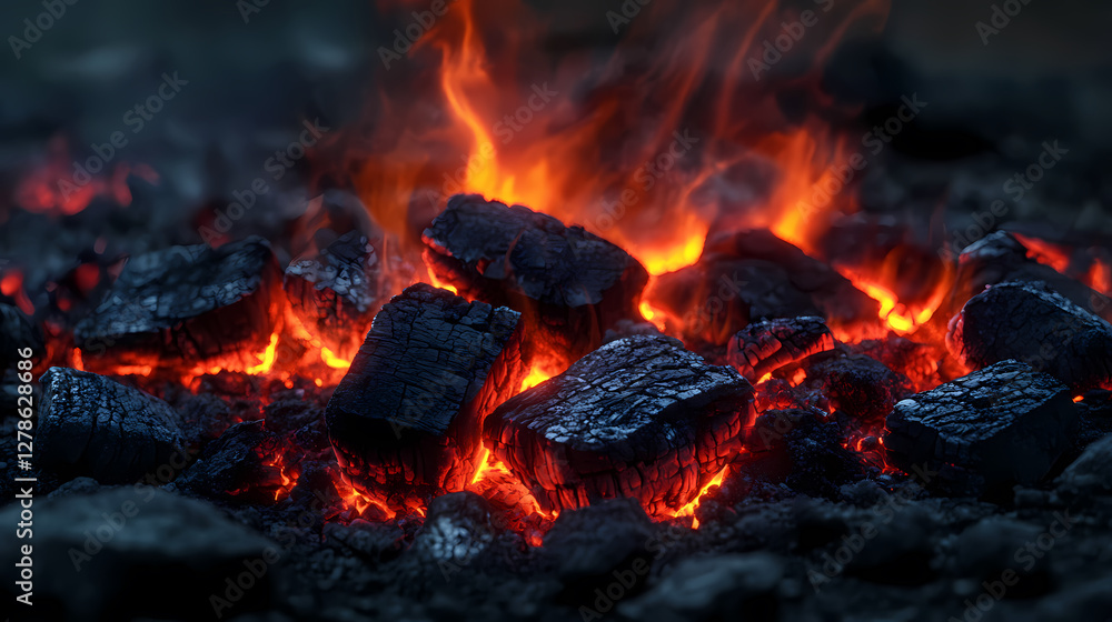 Burning Coal: Fiery Reds and Dark Depths Burning Coal: Fiery Reds and Dark Depths