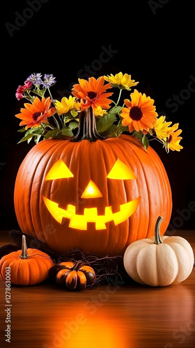 Jack-o'-lantern with Flower...