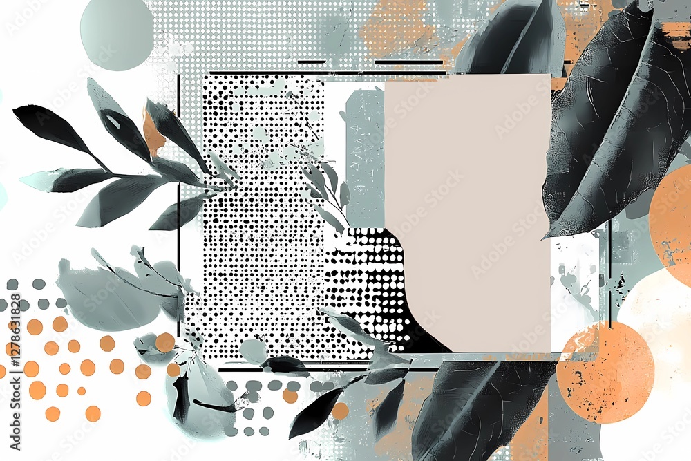 Template with different layers of texture and dots, lithograph effect